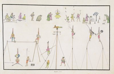 Akrobaatit, jonglöörit, jäljittelijät, viihdyttäjät Gentil-albumista, julkaistu vuonna 1774 tekijältä French School