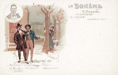 Kolmas näytös, La Boheme (väri litho) tekijältä French School