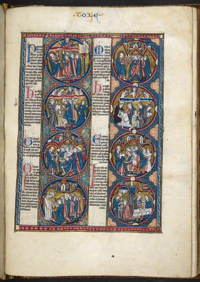Lisää MS Harley 1527, f.105r, miniatyyrit Bible moraliséesta (vellum) tekijältä French School