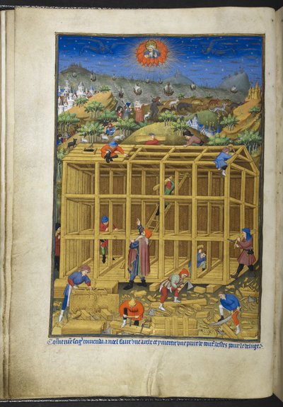 Lisää Ms 18850 f.15v, The building of Nooah