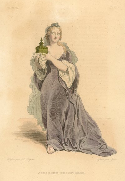 Adrienne Lecouvreur (värillinen kaiverrus) tekijältä French School