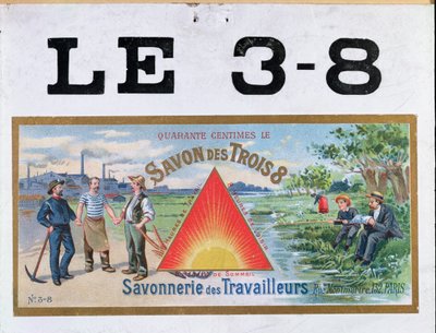 Mainos 3x8 merkkisaippualle, 1800-luvun loppu tekijältä French School