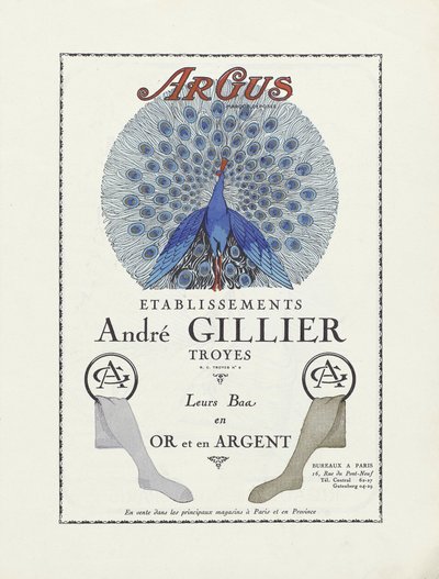 Etablissements Andre Gillier -yhtiön mainos, julkaisu 1924 (sabluunapainatus). tekijältä French School
