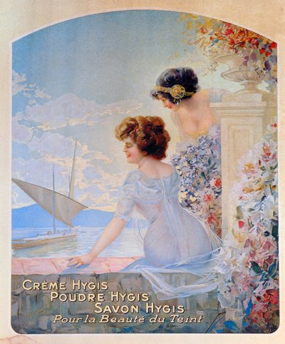 Hygis ihon kauneudenhoitotuotteiden mainos, n. 1910 tekijältä French School