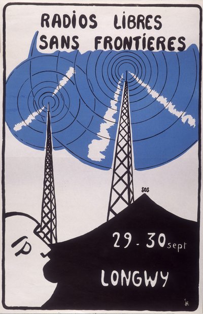 Mainonta ilmaisille radioasemille ilman rajoja Longwyssa. tekijältä French School
