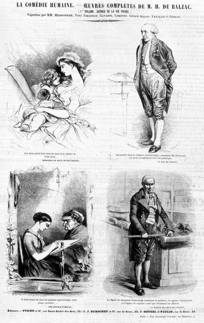 Mainossivu Balzacin teoksille - "" Charivarissa", heinäkuu 1842 tekijältä French School