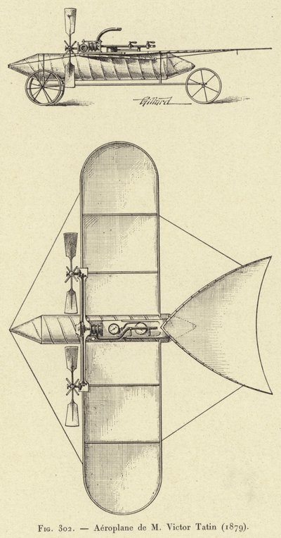 Airplane de M Victor Tatin (1879) (kaiverrus) tekijältä French School