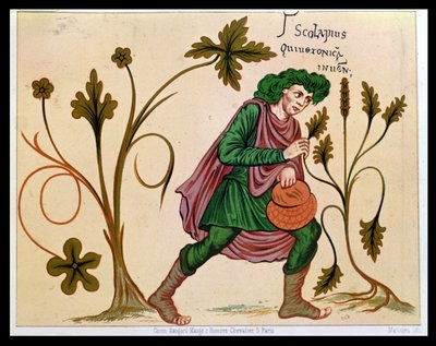 Aesculapius löytää betonia, faksimile Antonius Musan (63 eKr.-14 jKr) käsikirjoituksesta (katso alkuperäinen 235101) tekijältä French School