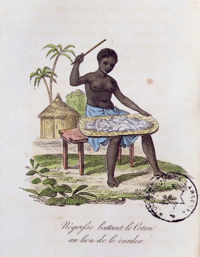 Afrikkalainen nainen hakkaa puuvillaa tekijältä French School