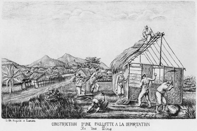 Albumi Isle of Pines, olkimajan rakentaminen karkotettujen toimesta, 1878-79 tekijältä French School