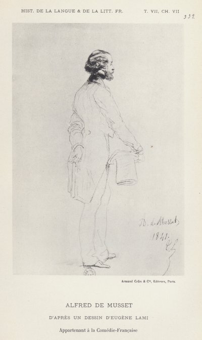 Alfred De Musset (litho) tekijältä French School