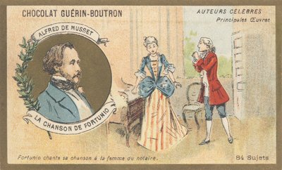 Alfred de Musset (1810-1857), romanttisen ajan ranskalainen kirjailija, runon "Chanson de Fortunio" (1852) kirjoittaja. tekijältä French School