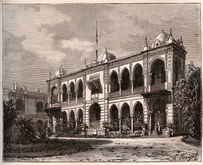Alger - Kuvernöörin palatsi Mustaphassa - V.A. Malt-Brownin kaiverrus "La France illustrée: maantiede, historia, tilastohallinto". 1884 tekijältä French School