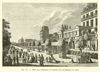 Allee des Orangers ja Feuillantsin terassi vuonna 1808 tekijältä French School