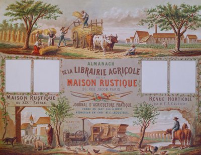 Maatalouskirjakaupan La Maison Rustique almanakka, n.1860 (värikaiverrus) tekijältä French School