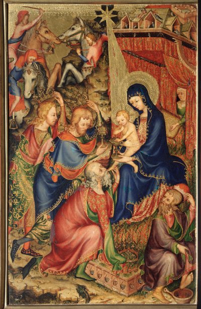 Altarolo del Bargello: tietäjien palvonta - (Bargellon diptyykki, Maagien palvonta) Nimetön maalaus 1300-luvun ranskalaisesta koulukunnasta (ranskalainen koulukunta, XIV vuosisata) Firenze, Museo Nazionale del Bargello tekijältä French School