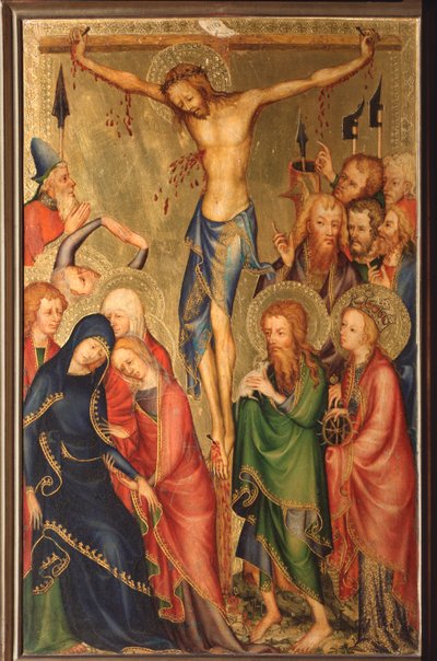 Altarolo del Bargello: ristiinnaulitseminen - (Bargellon diptyykki, ristiinnaulitseminen) Anonyymi maalaus 1300-luvun ranskalaisesta koulukunnasta (ranskalainen koulukunta, XIV vuosisata) Firenze, Museo Nazionale del Bargello tekijältä French School