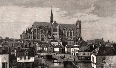 Amiens - Nord-Pas-de-Calais-Picardie - kaiverrus V.A. Malt-Brownin kirjaan "La France illustrée: maantiede, historia, tilastohallinto". 1884 tekijältä French School