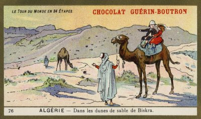 Algerian Biskran hiekkadyynien joukossa (chromolitho) tekijältä French School