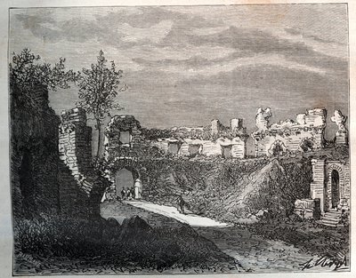Frejusin amfiteatteri - V.A. Malt-Brownin kaiverrus "La France illustrée: maantiede, historia, tilastohallinto". 1884 tekijältä French School