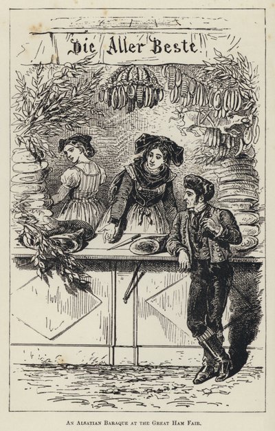 Elsassilainen barakka suurilla kinkkumessuilla (kaiverrus). tekijältä French School