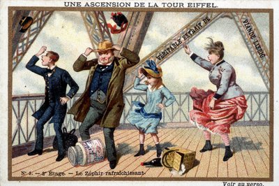 Eiffel-tornin nousu: 2. kerroksessa virkistävä zefiiri - kromo. Liebig, deb. 20. vuosisata tekijältä French School