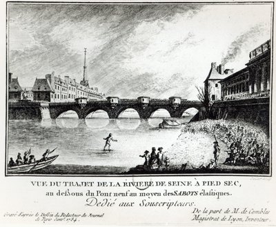 Yritys kävellä Seinen yli, 1784 tekijältä French School