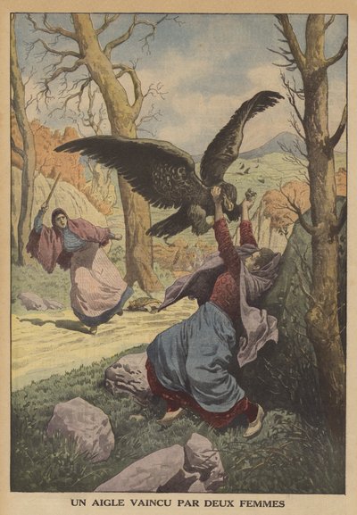 Kahden naisen voittama kotka (väri litho) tekijältä French School