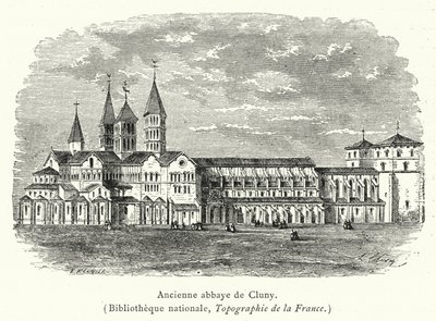 Clunyn entinen luostari (kaiverrus) tekijältä French School