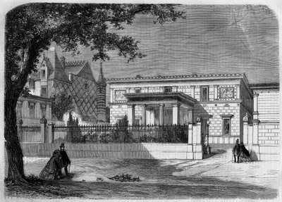 Muinainen arkkitehtuuri: näkymä arkkitehti Alfred Normandin rakentaman "Prinssi Napoleonin" (1822-1891) pompeilaisen talon julkisivusta. Pariisi, rue Montaigne tekijältä French School