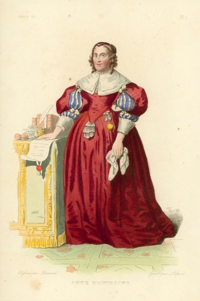Anne of Austria (värillinen kaiverrus) tekijältä French School