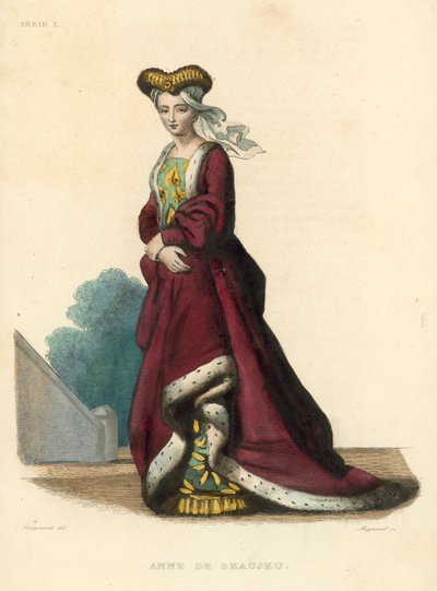 Anne de Beaujeu (värillinen kaiverrus) tekijältä French School