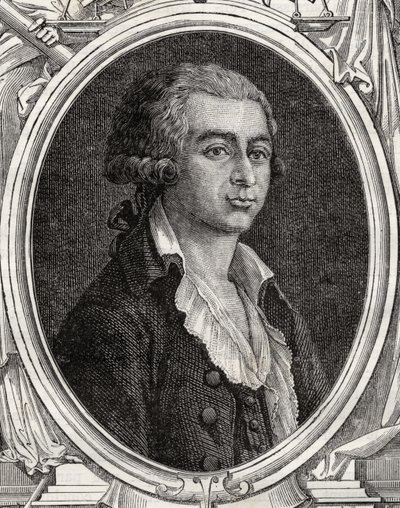 Antoine-Joseph Gorsas (1752-93) Louis Blancin (1811-82) teoksesta "Histoire de la Revolution Francaise" (kaiverrus) tekijältä French School