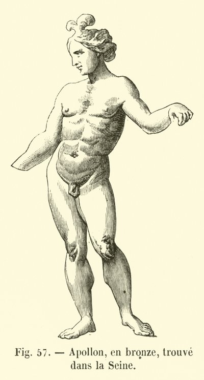 Apollo, pronssia, löydetty Seinen rannalta (kaiverrus). tekijältä French School