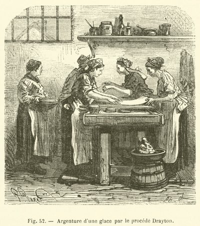 Peilin hopeointi Drayton-prosessilla (kaiverrus) tekijältä French School