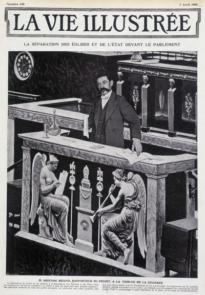 Aristide Briand kamarin katsomossa (kirkon ja valtion erottaminen) - "" La Vie Illustrée""" 7.4.1905. tekijältä French School