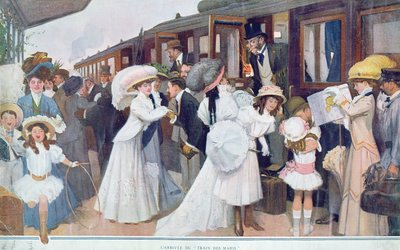 Aviomiesten saapuminen junalla, 1908 tekijältä French School