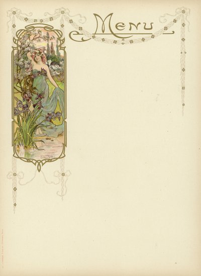 Art nouveau -design menuun tekijältä French School