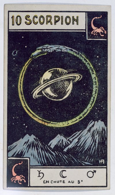Skorpionia kuvaava astrologinen tarot-kortti tekijältä French School