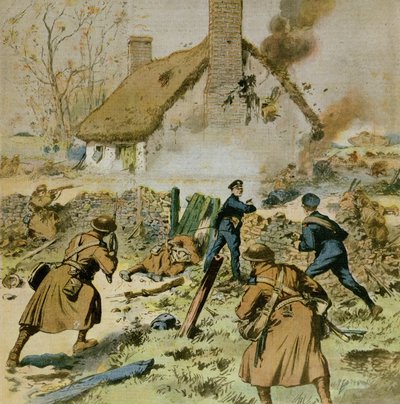 Poliisin ja brittiläisten joukkojen hyökkäys Sinn-Feinin miehittämälle maatilalle, Le Petit Journalin kansi, 5. joulukuuta 1910 tekijältä French School