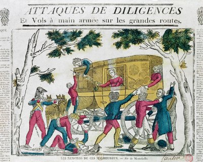 Hyökkäys Diligencea vastaan Pariisista Lyoniin 25. heinäkuuta 1822 tekijältä French School