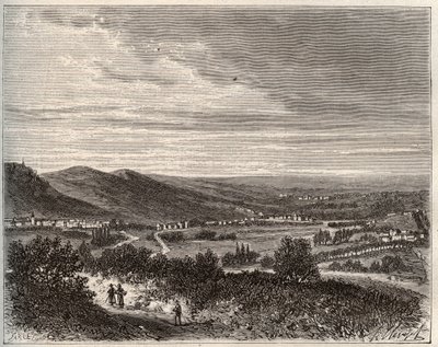 Ay et la montagne de Reims - Marnen departementti - kaiverrus "La France illustree: maantiede, historia, tilastohallinto" V.A. Maltaanruskea. 1884 tekijältä French School