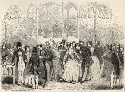 Bal Mabille (tanssi- ja huvilaitos, avenue Montaigne, Pariisi) Edmond Texierin kaiverrus "Tableau-de-Paris" 1852 tekijältä French School