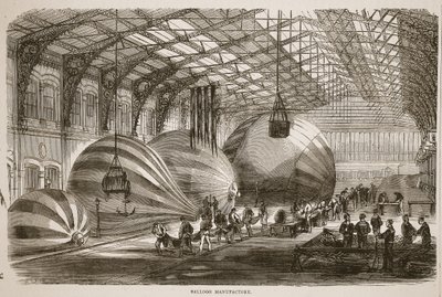 Ilmapallomanufactory, kuva Cassellsista Ranskan ja Saksan välisen sodan historia, 1870-1871 tekijältä French School
