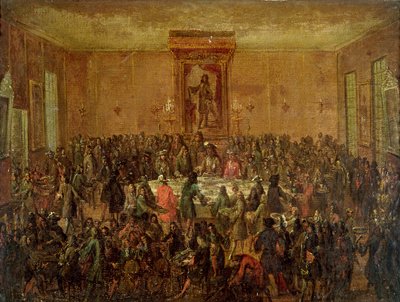 Corps Municipal piti juhlat Ludvig XIV:n (1638-1715) kunniaksi Hotel-de-Villessa, n. 1680 tekijältä French School