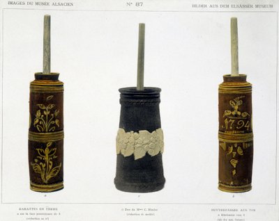 Barattes (voin valmistukseen) työstetystä savista, jota säilytetään Elsassin museossa, v.1800 tekijältä French School