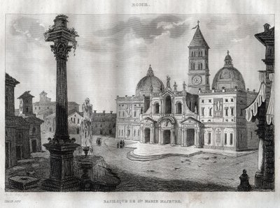 Basilica di Santa Maria Maggiore - Rooma - Basilica of Santa Maria Maggiore (Basilica of Santa Maria Maggiore) Rooma - Kaiverrus "" Maalauksellisesta Italiasta "" - Historiallinen ja kuvaava Italian maalaus, M. de Norvins, Ch. Nodier 1834- 1836. tekijältä French School