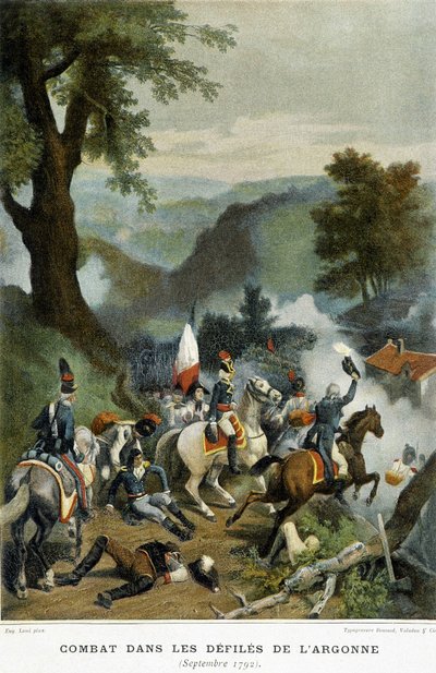 Taistelu Argonnen saastuttajissa (Ardennes, Marne ja Meuse). Tämän kampanjan aikana (1792) Dumouriez voitti Valmyn voiton. tekijältä French School