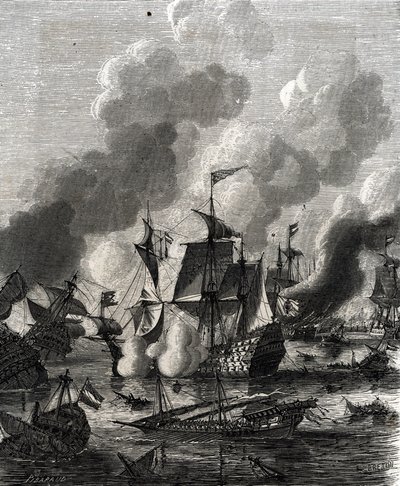 Lagosin taistelu oli meritaistelua yhdeksänvuotisen sodan aikana 27. kesäkuuta 1693 (kaiverrus) tekijältä French School