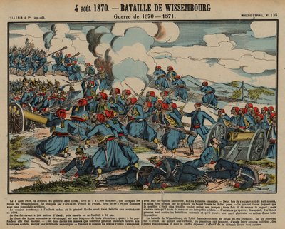 Wissembourgin taistelu, Ranskan ja Preussin sota, 4. elokuuta 1870 (värillinen kaiverrus) tekijältä French School